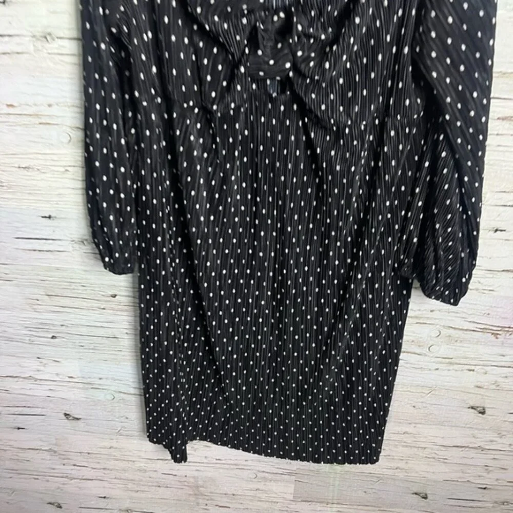 ASOS Designs Women Plus Polka Dot black white tye up Short Sleeve size 20 - Picture 2 of 8